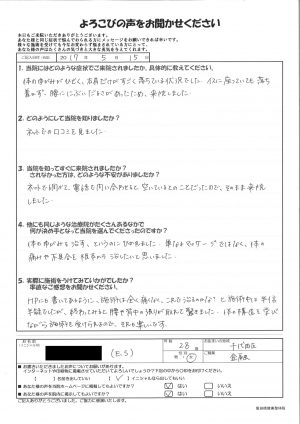 これで治るの？と半信半疑だったが腰や背中の張りが取れて驚きました