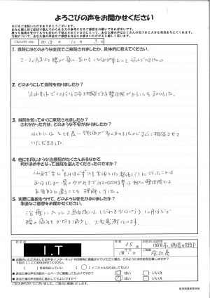 １カ月ほどで腰の痛みもかなり減少し大変感謝しています